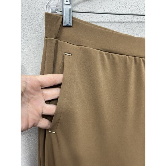 Susan Graver Liquid Knit Pull-On Pants Size Large Light Brown Tan Elastic Waist - Picture 3 of 8